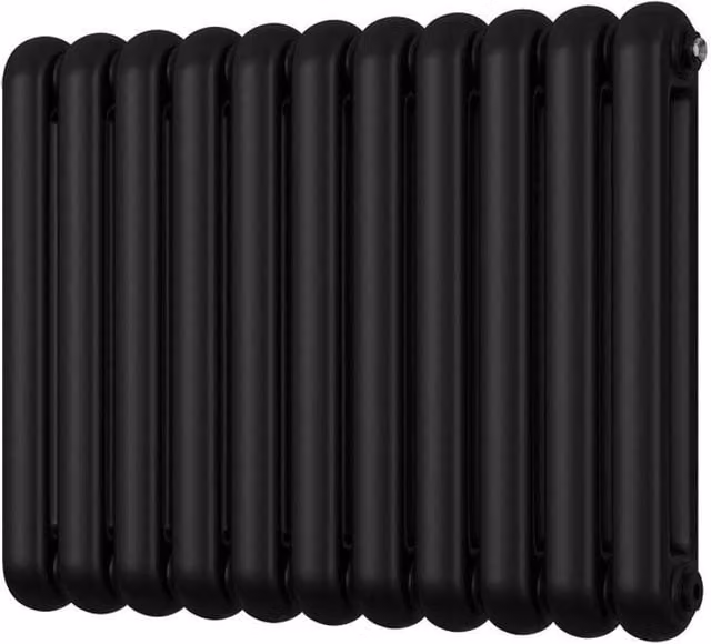 UK Radiators Sherwood Black Round Top Column Radiator, W: 785 mm, H: 600 mm