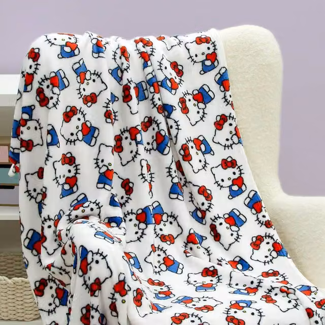 Hello Kitty White Polyester Fibre Childrens Throw