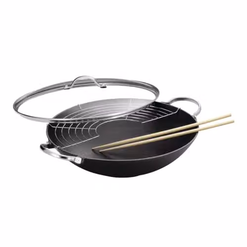 Kuhn Rikon Jampur Uncoated Cast Iron Wok Pan, Black, Diameter: 36 cm – 1