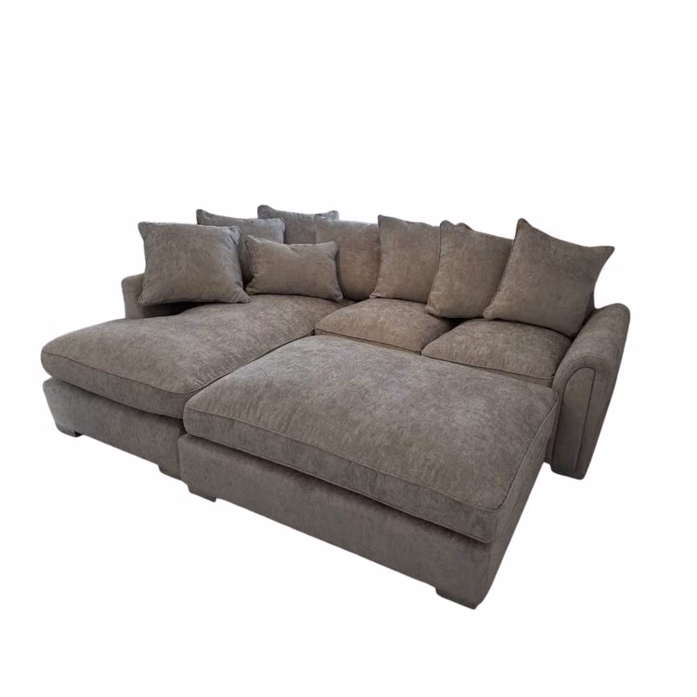 Home & Love Chiswick L Shape Cinema Scatterback Corner Sofa in Grey Truffle with Matching Ottoman – 2