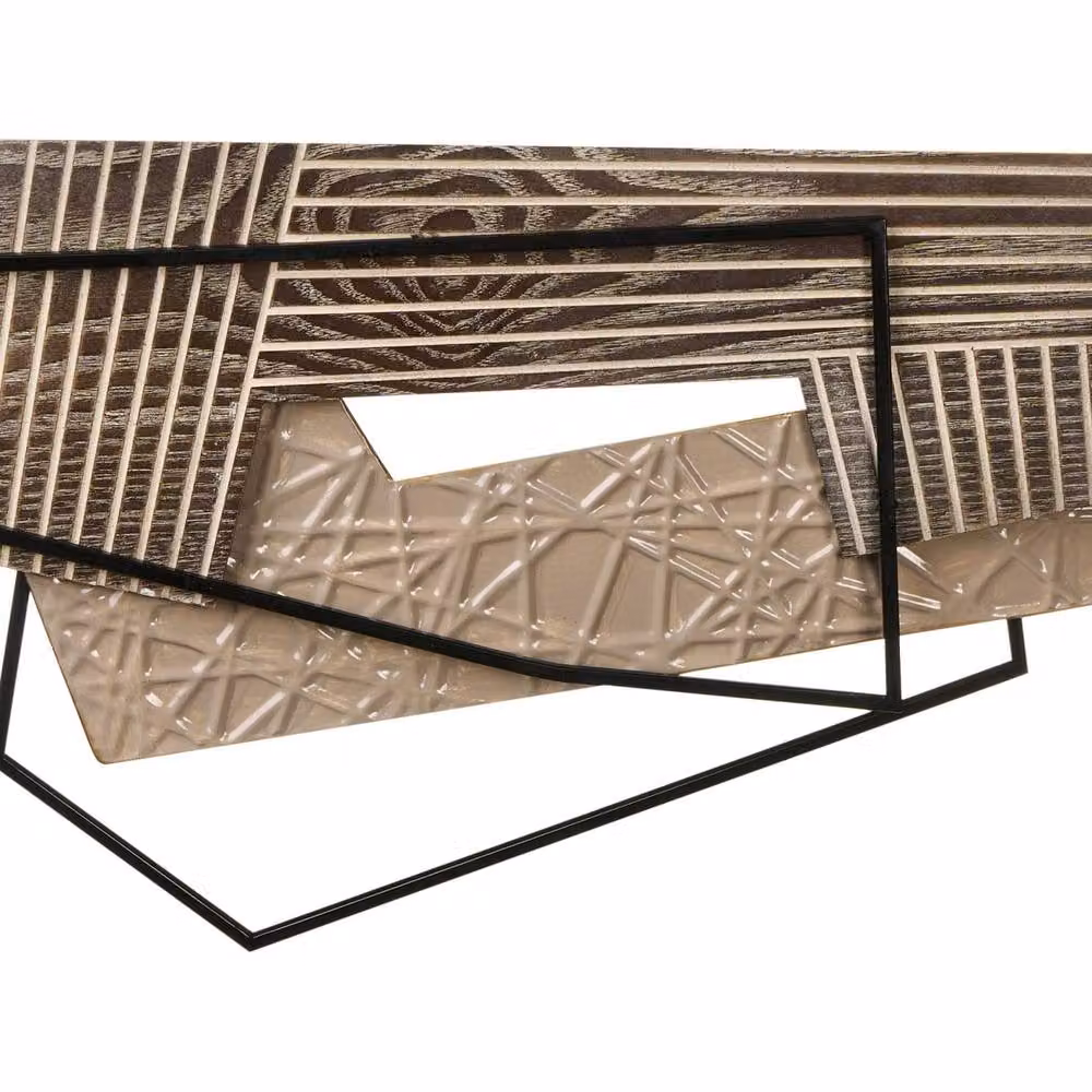 Wyld and Coco Brown Metal and Wood Abstract Geometric Wall Decor – 2