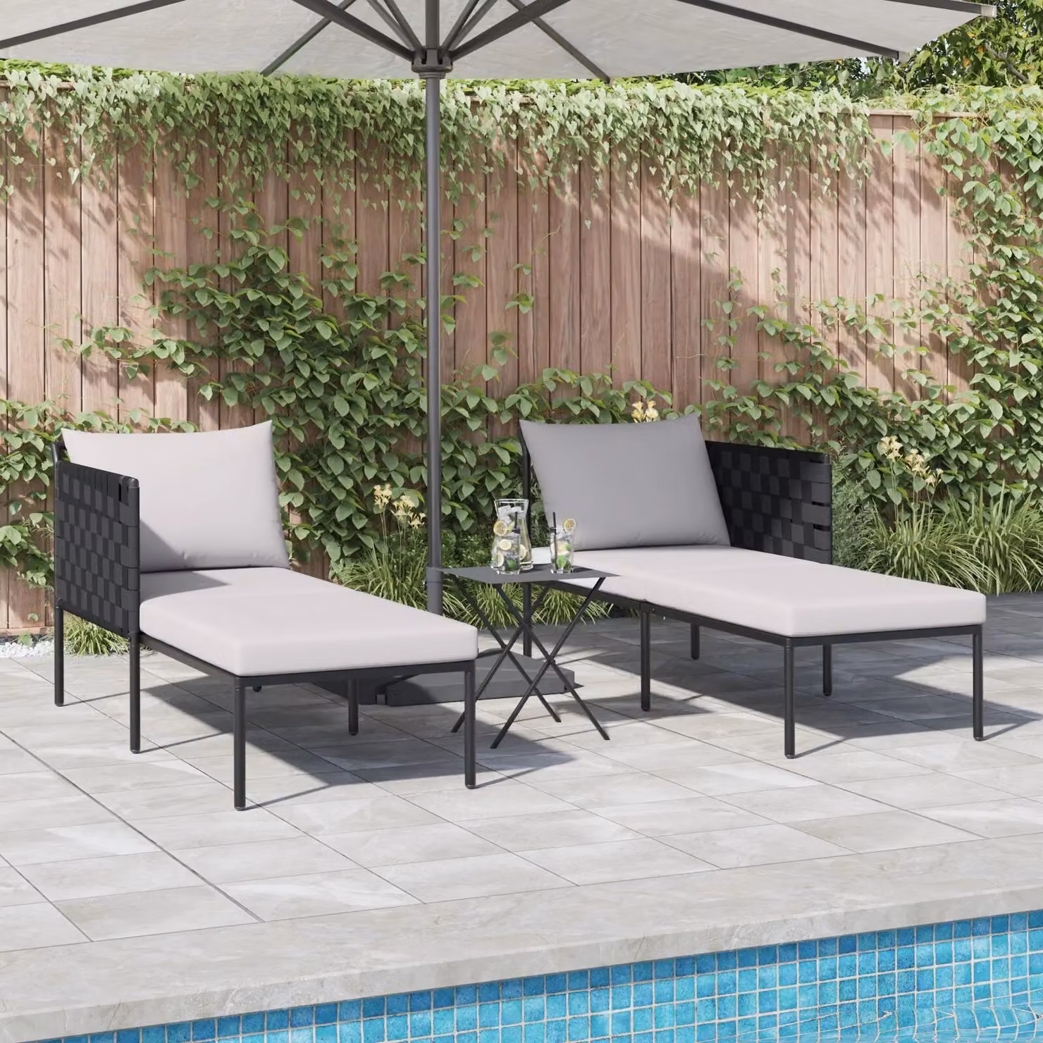 Berkfield Home 2-Person Sunbed with Weatherproof Cushions, Anthracite Grey, W/D/H: 150 x 115 x 69.5 cm – 2