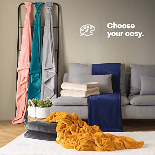 LIVIVO Ultra Soft Flannel Fleece Throw Blanket in Blue, W/D/H: 130 x 150 cm – 7
