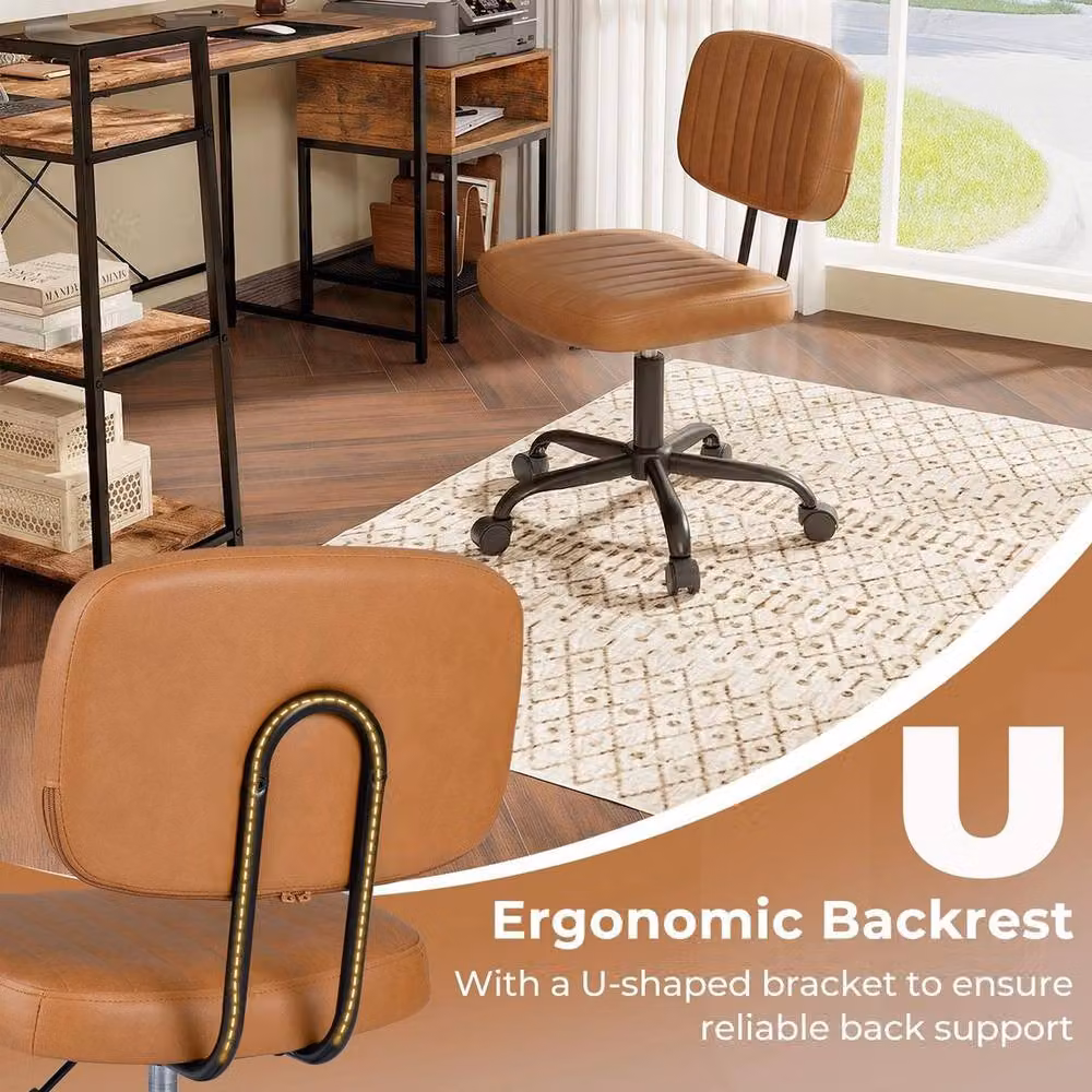 Kelvenix Brown PU Leather Swivel Task Chair for Home Office – 5