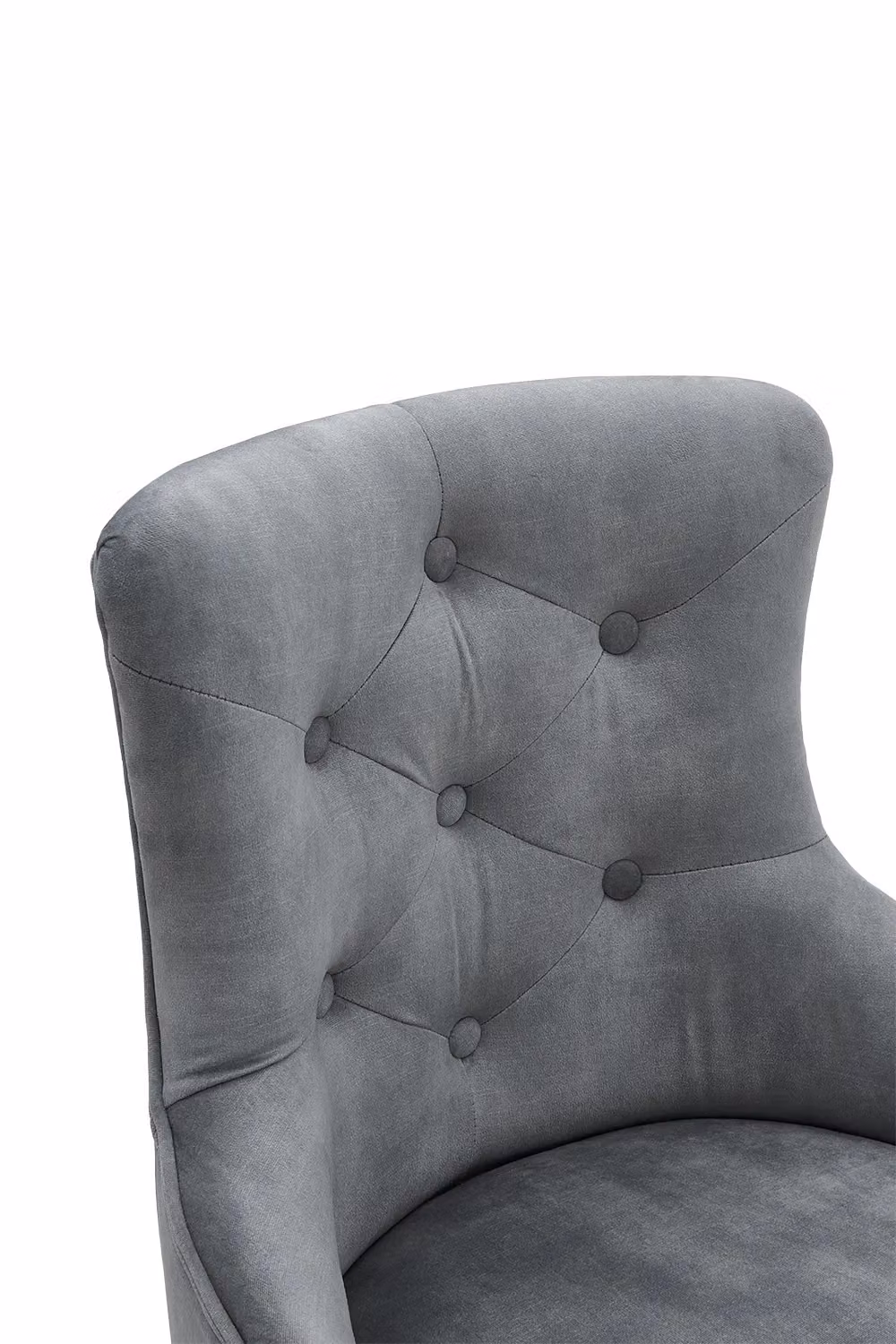 Living and Home Velvet Tufted Upholstered Dining Chair with Armrests in Grey – 3