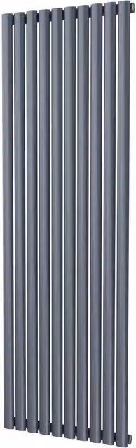 UK Radiators Omeara Anthracite Elliptical Tube Vertical Designer Single Panel Radiator, H 180 cm x W 58 cm