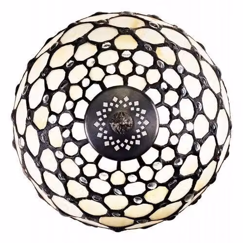 Happy Homewares Traditional Tiffany Table Lamp in White and Bronze, Height: 20.32 cm – 2
