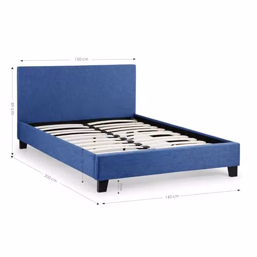 Julian Bowen Rialto Upholstered Fabric Bed Frame in Blue, W: 140 cm, D: 200 cm, H: 89 cm – 3