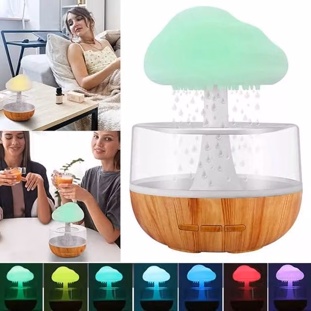 SPETLEK Rain Cloud Air Humidifier and Aroma Diffuser with 7-Colour Night Light, Multicolour