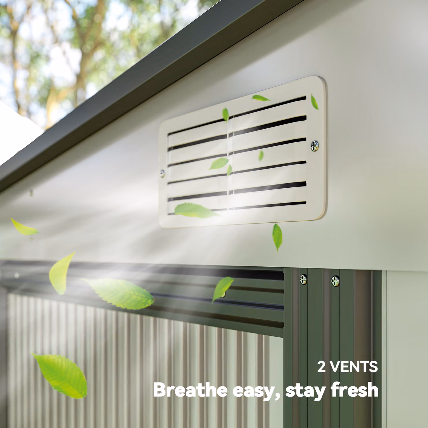 Outsunny White Galvanised Metal Lean-to Garden Shed with Sliding Doors and Foundation, W/D/H: 152.4 x 152.4 x 179.83 cm – 7