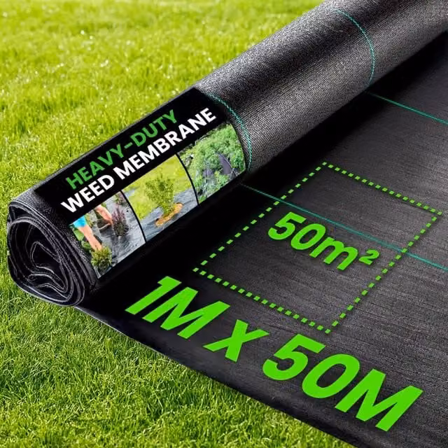Green Thumbz Heavy Duty Black Weed Control Fabric, W: 1 m, L: 50 m – 1