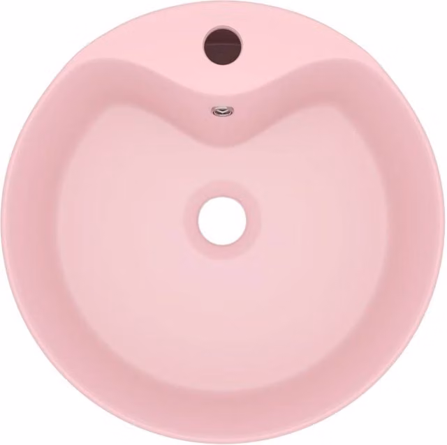 Berkfield Home Luxury Ceramic Round Countertop Wash Basin with Overflow, Matt Pink, W: 36 cm, D: 13 cm, H: 13 cm – 1