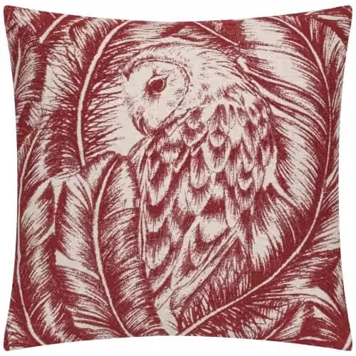 Wylder Albus Jacquard Chenille Cushion in Red, W/D/H: 45 x 45 x 45 cm