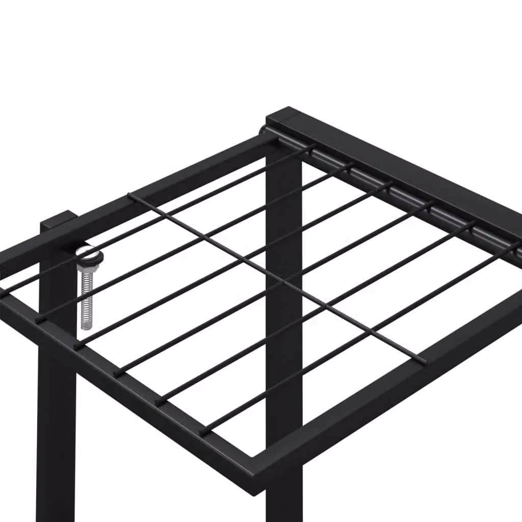 Berkfield Home Black Iron Flower Stand with Wheels, W/D/H: 94.5 x 24.5 x 91.5 cm – 4