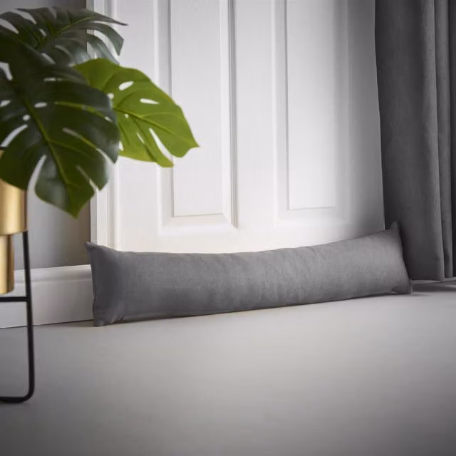Livinluxury Velvet Chenille Draught Excluder in Grey