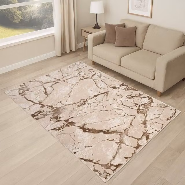 Smart Living Venice Modern Carved Abstract Rug in Beige, W: 160 cm, L: 230 cm