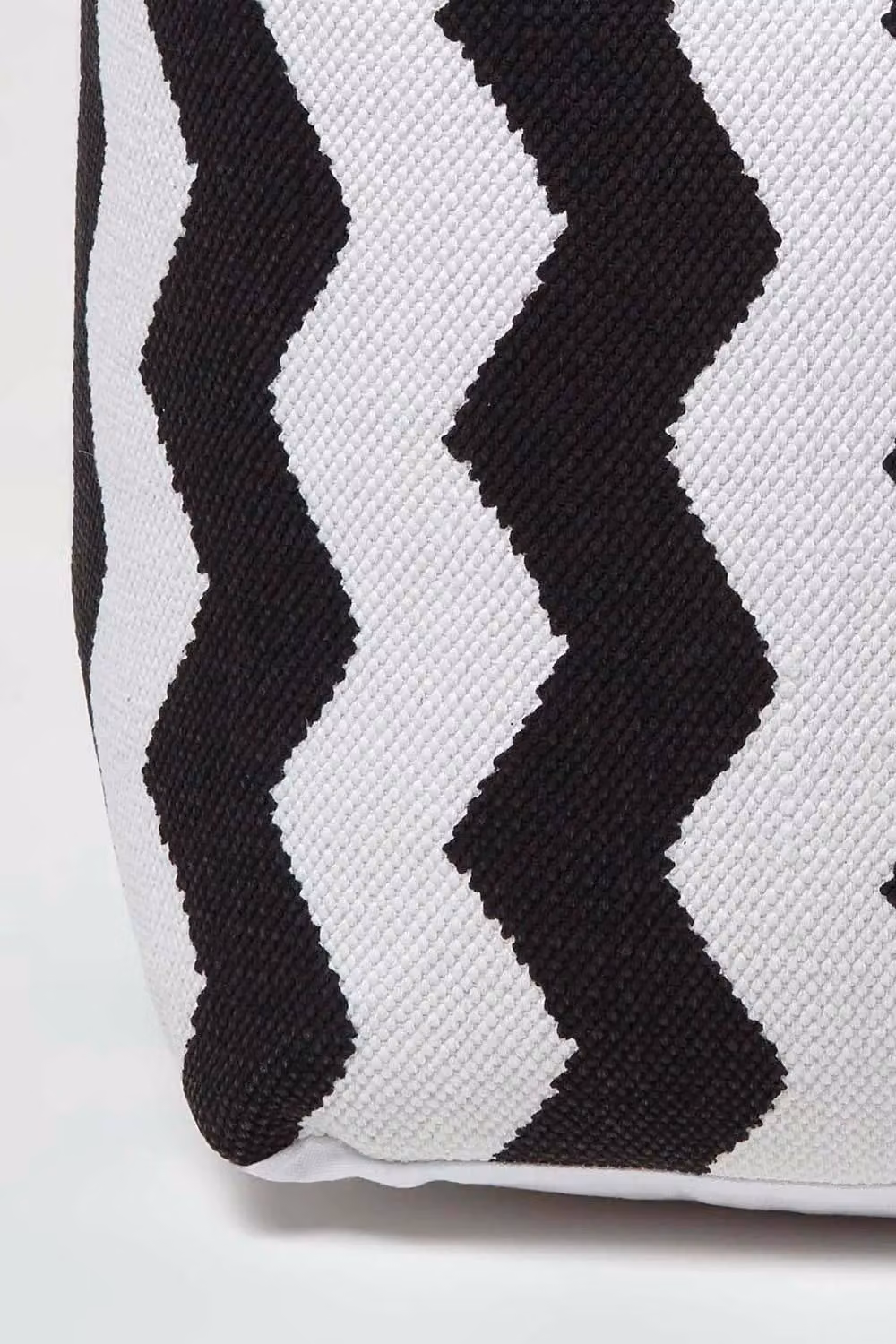 Homescapes Square Style Bean Footstool in Black and White Geometric Fabric with Removable Cover – 4
