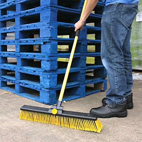 Charles Bentley Heavy Duty Bulldozer Yard Broom with Telescopic Handle, Yellow, W/D/H: 60 x 6 x 144 cm – 4