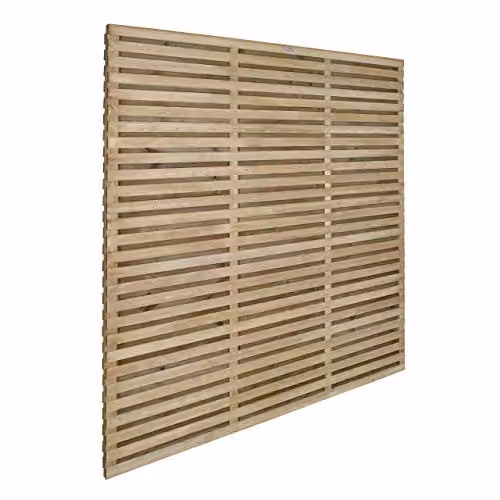 Forest Garden Brown Impregnated Double Slatted Wood Fence Board, Height: 180 cm, Pack of 5 – 2