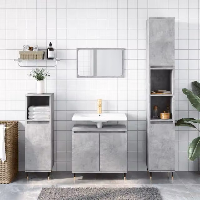 Berkfield Home Industrial Bathroom Cabinet in Grey, W/D/H: 58 x 33 x 60 cm