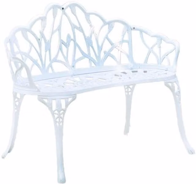 Signature Homes Gardens Hembury Cast Aluminium 3 Seater Bench in White
