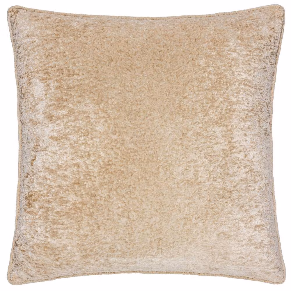 Paoletti Lustre Square Crushed Velvet Cushion in Beige and Gold, W/D/H: 50 x 50 x 50 cm – 2