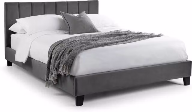 Cheshire Pebble Grey Velvet Upholstered Bed, Small Double, W/D/H: 120 x 200 cm