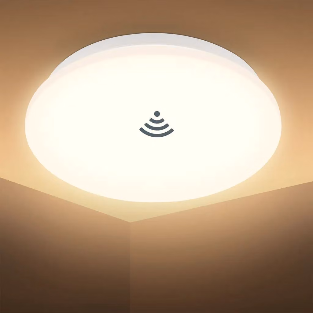 B.K.Licht White Round LED Ceiling Light with Motion Sensor, Warm White, IP44 Rated – 2