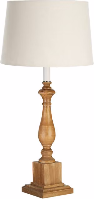 Orsina Classic Candle Style Table Lamp with White Fabric Shade and Square Wood Base