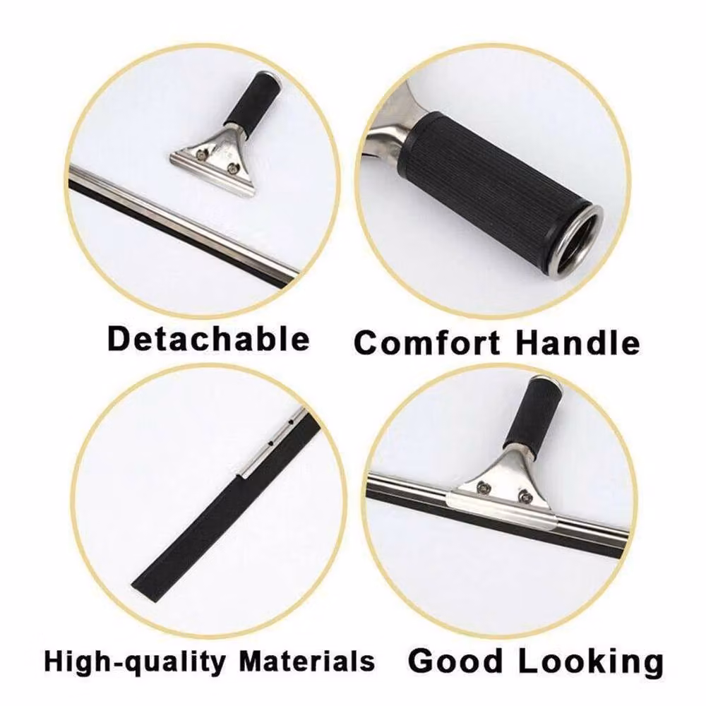 Kelvenix Professional 14 inch Window Squeegee Glass Cleaner Applicator in Black with Stainless Steel and Rubber – 3