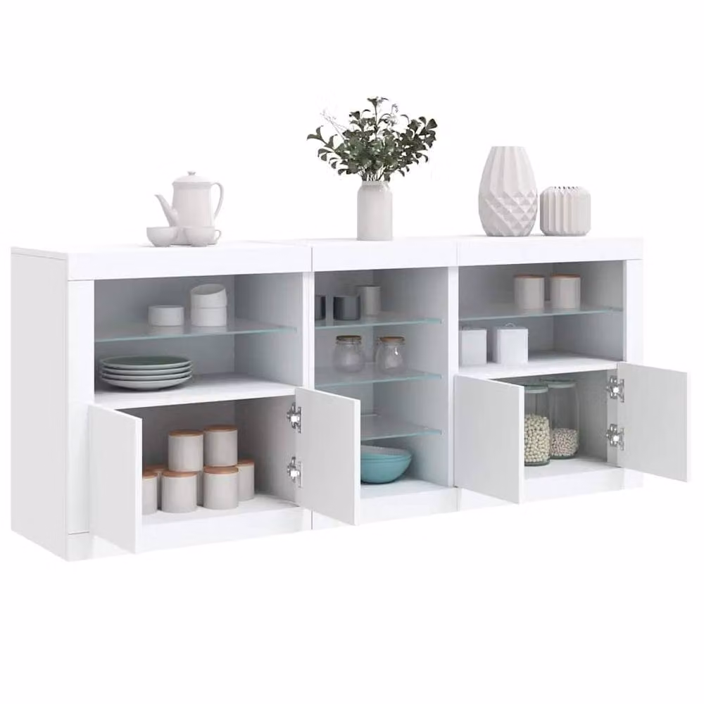 Berkfield Home Modern White Sideboard with Integrated LED Lighting W/D/H: 181.5 x 37 x 67 cm – 2