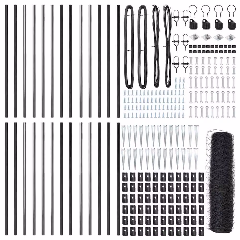Berkfield Home Grey Powder-Coated Steel Hexagon Fence, H: 0.6 m x W: 50 m – 3