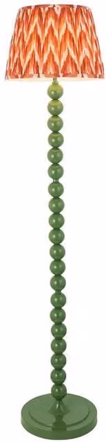 Netlighting Higgledy Gloss Green Floor Lamp with Orange Fabric Zigzag Shade, E27, Diameter: 35 cm – 1