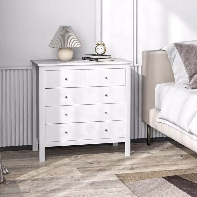 EONLION 5-Drawer Chest of Drawers in White