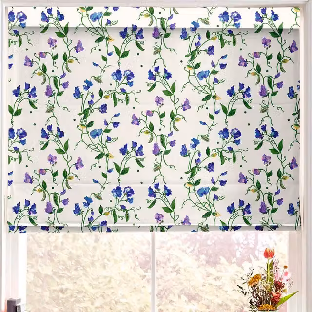 Cath Kidston Sweet Pea Made to Measure Blackout Roman Blind in Purple and Multicolour Floral Design
