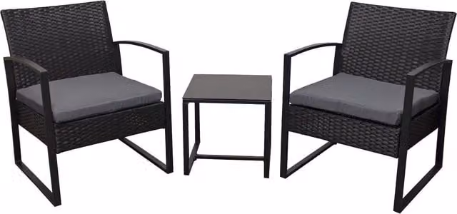 Oseasons Cumberland KD Rattan 2 Seat Tea for Two Set in Matt Black