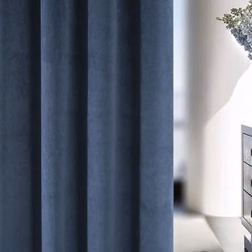 Enhanced Living Blue Velvet 100% Blackout Thermal Tape Top Curtains, W: 229 cm, D: 229 cm – 3