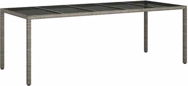 Berkfield Home Grey Poly Rattan Garden Dining Table W: 250 cm, D: 100 cm, H: 75 cm