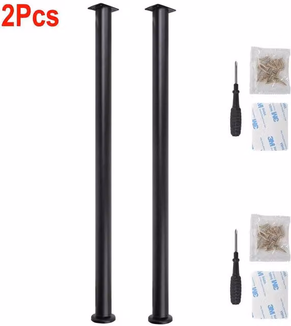 NESTLUNE 2-Piece Adjustable Black Kitchen Worktop Desk and Breakfast Bar Table Legs – 1
