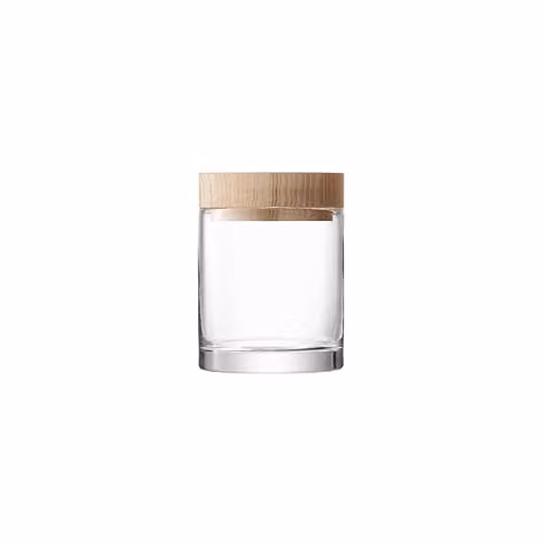 LSA International Lotta Glass Container with Ash Wood Lid, Transparent, W: 18 cm, H: 14 cm – 2