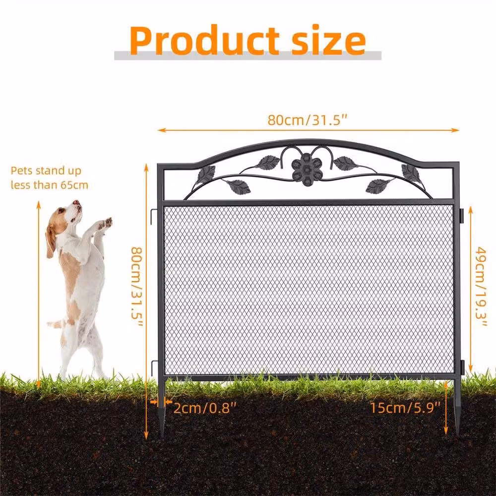 PAWNORA 5-Piece Heavy Duty Metal Garden Fence and Outdoor Flower Edging Border in Black – 2
