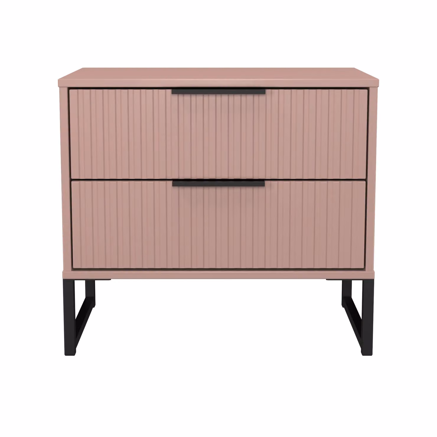 Ready Assembled 2 U Menai 2 Drawer Side Table in Dusty Pink and Black – 2