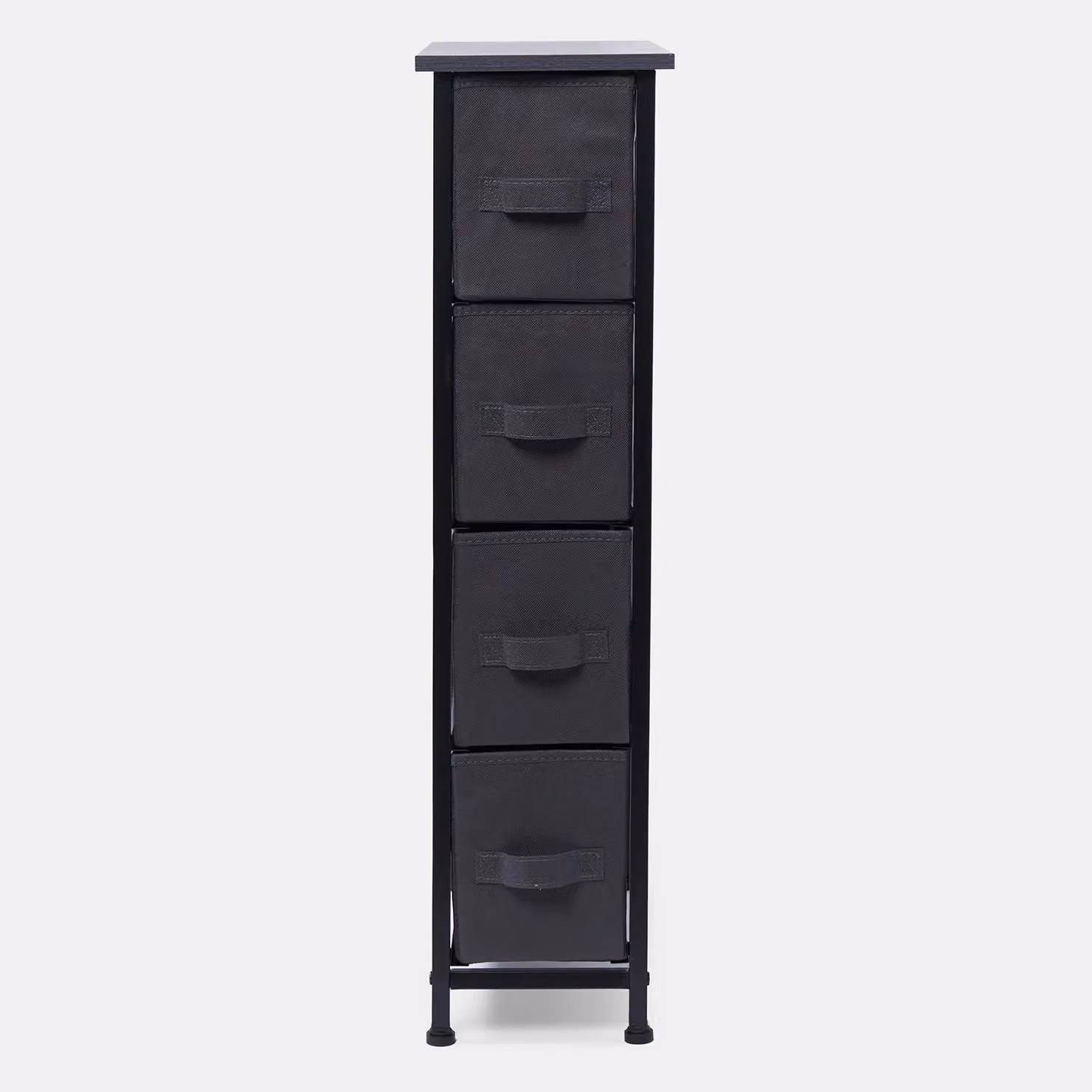 OHS Narrow 4 Drawer Storage Cabinet Bedside Table Unit Fabric Organiser in Light Grey – 3