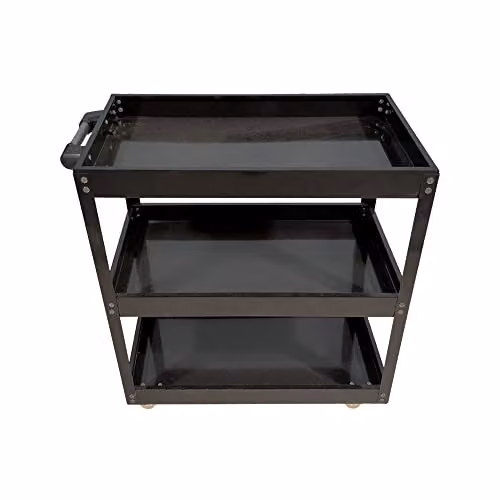 Hygrad 3 Tier Heavy Duty Steel Garage Trolley Tool Storage Cart in Black W/D/H: 72 x 35 x 35 cm – 2