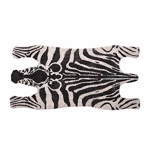 Fallen Fruits Zebra Coir Doormat, Black and White, W: 75 cm, D: 38 cm