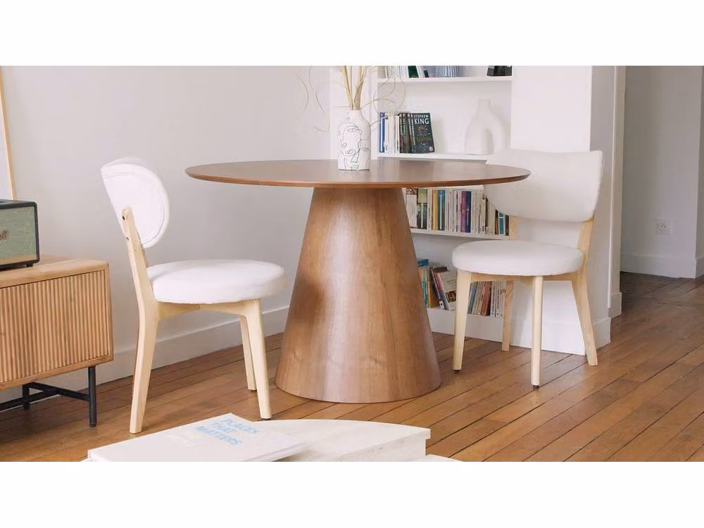 Vente-unique ANTALIZA Round Dining Table for 4 People in Light Oak, Diameter: 120 cm, Height: 75.5 cm – 3