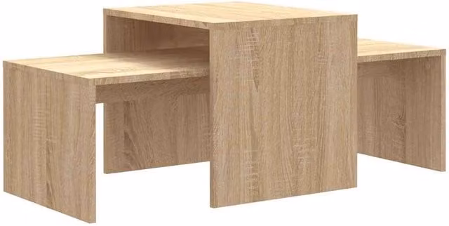 Berkfield Home Sonoma Oak Coffee Table Set in Light Brown, W/D/H: 100 x 48 x 40 cm – 1
