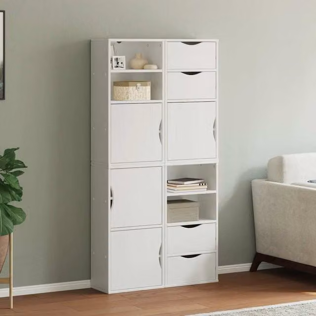 Berkfield Home ODDA Side Cabinets, 4 Piece Set in White Solid Wood Pine, W: 40 cm, D: 24 cm, H: 79 cm – 1
