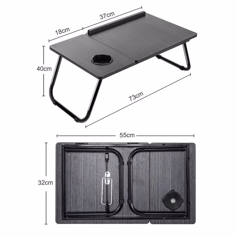 Kelvenix Black Adjustable and Foldable Bamboo Laptop Desk with Tilting Top – 2