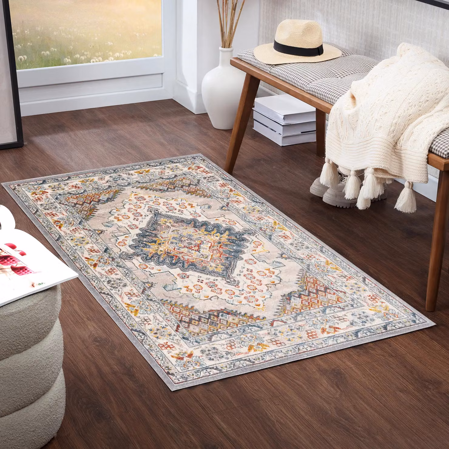 Livabliss Ankara Vintage Boho Oriental Rug in Grey, Taupe and Blue, W: 80 cm, L: 150 cm – 5